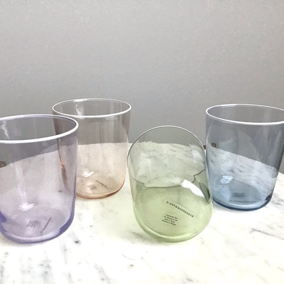Anthropologie Glasses Set of Four Handpainted Assorted Colors New In Box - Picture 6 of 7